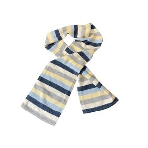 J CREW Scarf Shawl Wrap Wool Blue Striped Knit Wool Warm Cozy Rectangle